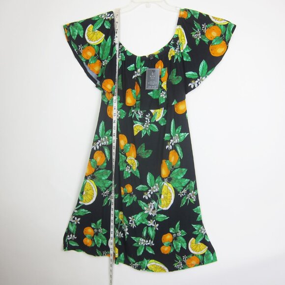 Lane Bryant 14 / 16 Off The Shoulder A Line Dress 4-Way & Pockets Navy Lemon NEW - Picture 11 of 12